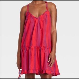 Universal Thread Red & Purple Ruffle & Tiered Flowy Dress- Small